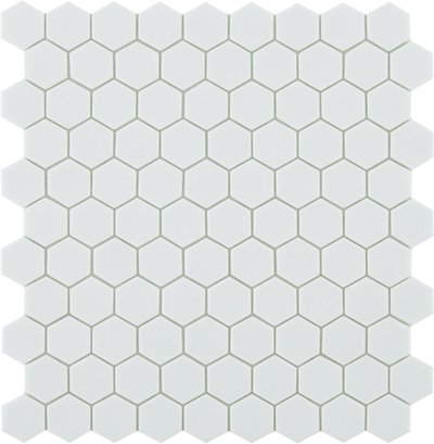 Мозаика Vidrepur Nordic Hex № 910 (на сетке) 30.7x31.7 белая глянцевая моноколор, чип гексагон