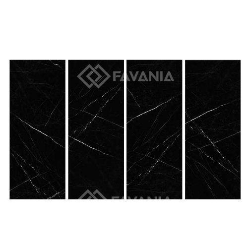 Керамогранит Favania Pietra Black 120x300 черный глянцевый под мрамор
