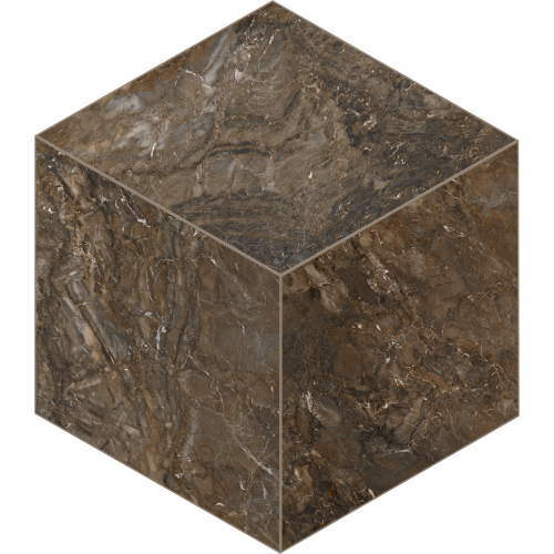 Мозаика ESTIMA Mosaic/BR04_NS/25x29/Cube Bernini Dark Brown 25x29 коричневая неполированная под камень, чип ромб