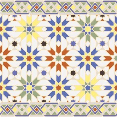 Настенная плитка Fabresa Fez Border 20x20 разноцветная глянцевая с орнаментом