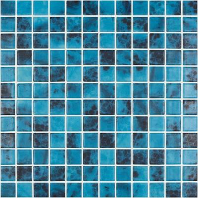Мозаика Vidrepur С0004167 Nature Olympic №5705 MT (на сетке) 31.7х31.7 голубая глянцевая авантюрин, чип 25x25 квадратный