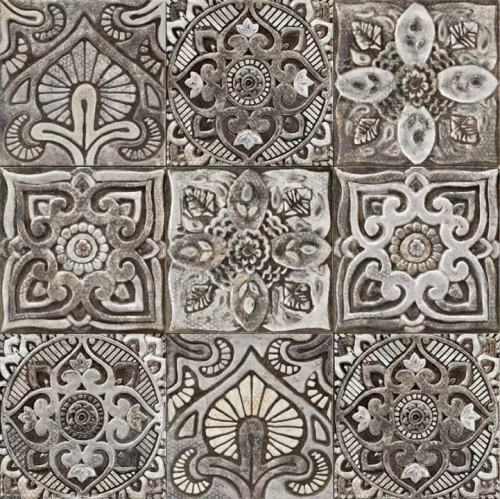 Декоративная плитка Mainzu PT02820 Mandala Centro Mystikos 20x20 серая сатинированная с орнаментом