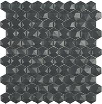 Мозаика Vidrepur Nordic 908 D (на сетке) 30.7x31.7 темно-серая глянцевая / рельефная моноколор, чип гексагон