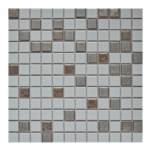 Мозаика Pixel mosaic PIX 647 из керамогранита 31.5x31.5 серая матовая / глянцевая под камень / оттенки цвета, чип 25х25 мм квадратный
