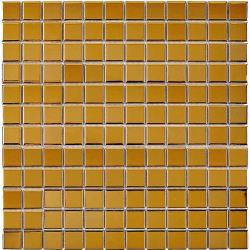 Мозаика Pixel mosaic PIX616 из керамогранита 30x30 золотая глянцевая под металл, чип 23х23 мм квадратный