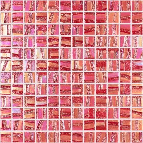 Мозаика Vidrepur С0001559 Moon № 650 (на сетке) 31.7x31.7 розовая глянцевая узоры / перламутр, чип 25x25 квадратный