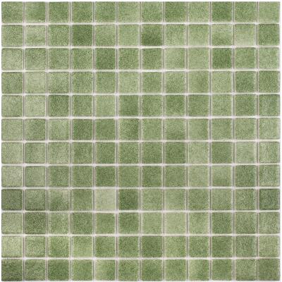 Мозаика Vidrepur С0001405 Antid. №507 (на сетке) 31.7х31.7 зеленая глянцевая / противоскользящая, чип 25x25 квадратный