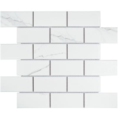 Мозаика Star Mosaic PMB82223 / С0004062 Brick Carrara Matt 29.1x29.5 белая матовая под мрамор, чип 45x95 мм прямоугольный