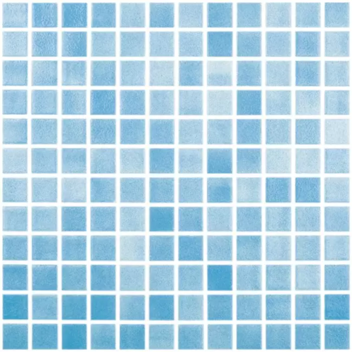 Мозаика Vidrepur 1043435 Colors № 501 (на бумаге) 31.7x31.7 голубая глянцевая оттенки цвета, чип 25x25 квадратный