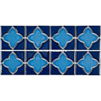 Бордюр NSmosaic PORCELAIN BW0021 бордюр мозаичный керамика 306х150 голубой / синий глянцевый узор