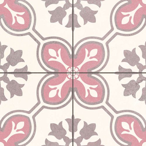 Керамогранит Etili Seramik Chateau Rose Pre-Cut 45x45 микс розовый матовый с орнаментом