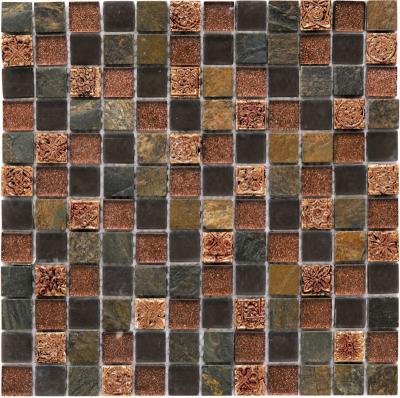 Natural Inka BDA-2320 Стекло, Сланец, Агломерат коричневый, серый, поверхность микс 29.8x29.8