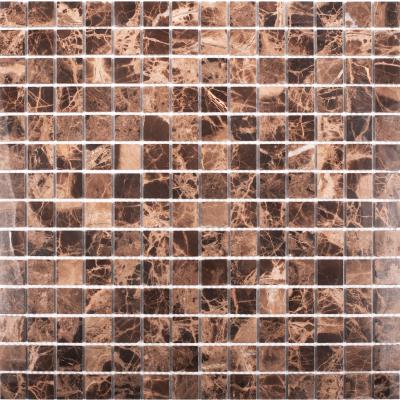 Мозаика Star Mosaic JMST023 / С0003478 Dark Emperador Polished 30.5x30.5 коричневая полированная под мрамор, чип 20x20 мм квадратный