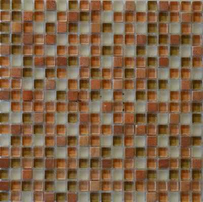 Мозаика ТОНОМОЗАИК ООО  стеклянная и стеклянная с камнем SMF 10 30.1x30.1х8 чип 15х15 (0.091м) коричневая комбинированная