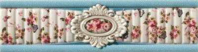 Бордюр Dualgres Leyla Parisian Azul Cenefa 6х22,5 голубой глянцевый с орнаментом