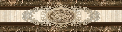Бордюр Eurotile Ceramica 282 Hermitage 8.5x30 бежевый / коричневый глянцевый с орнаментом