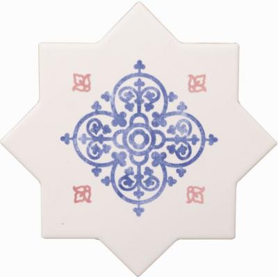 Керамогранит Cevica Becolors Star Dec. Arabesque 13.25x13.25 синий глазурованный матовый орнамент