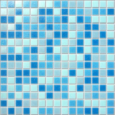Мозаика ROSE MOSAIC Summer Time (A04, A13, A14, A11) (размер чипа 20x20 мм) 32.7x32.7 голубая глянцевая авантюрин