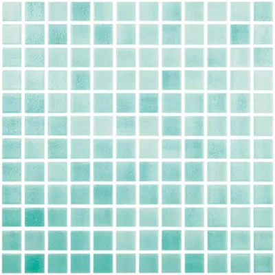 Мозаика Vidrepur С0001402 Antid. №503 (на сетке) 31.7х31.7 голубая глянцевая / противоскользящая, чип 25x25 квадратный