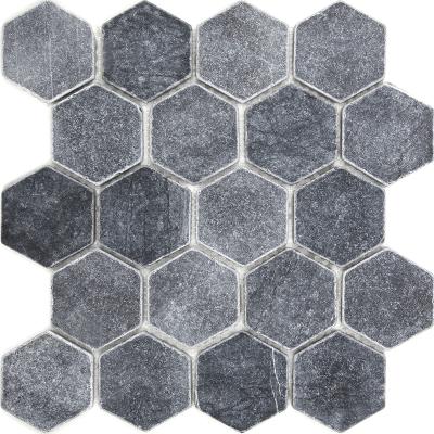 Мозаика Star Mosaic С0003574 Hexagon VBs Tumbled 30.5x30.5 серая матовая под мрамор, чип 64x74 мм гексагон