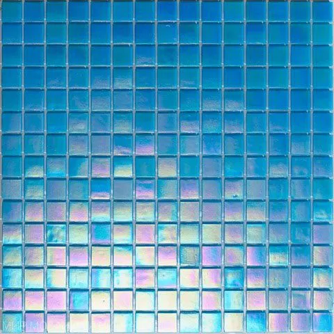 Мозаика Rose Mosaic WA16 Rainbow 31.8x31.8 синяя глянцевая перламутр, чип 15x15 квадратный