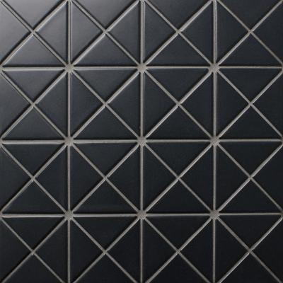 Мозаика Star Mosaic BLACK 25.9x25.9 черная матовая, чип 60x40 треугольный