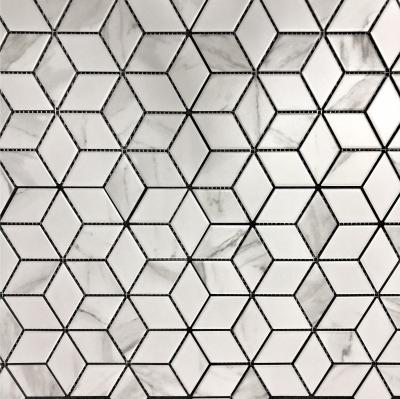 Мозаика Orro mosaic VIVA STATUARIO 26.6x30.5 белая глянцевая, чип 48x48 ромб