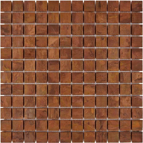 Мозаика Pixel mosaic PIX 731 из меди 30x30 коричневая матовая под камень, чип 23x23 мм квадратный
