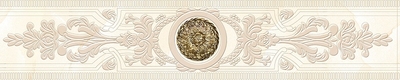 Бордюр Eurotile Ceramica 382 Lolita 8x40 бежевый глянцевый с орнаментом