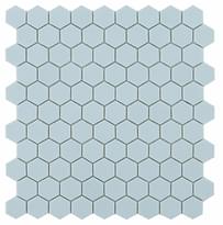 Мозаика Vidrepur Nordic Hex № 925 (на сетке) 30.7x31.7 голубая глянцевая моноколор, чип гексагон