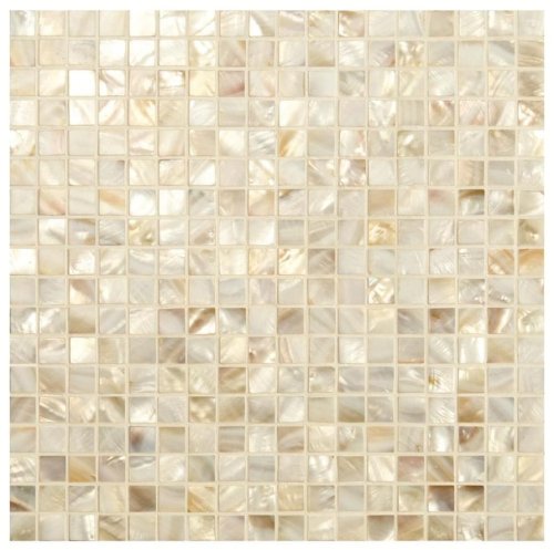 Мозаика Marble Mosaic Shell White 30x30 бежевая полуматовая под камень, чип 20x20 квадратный