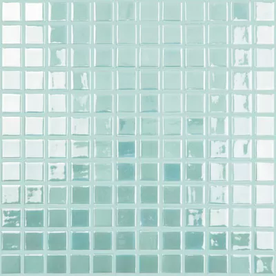 Мозаика Vidrepur С0001470 Fire Glass № 107 (на сетке) 31.7x31.7 бирюзовая глянцевая моноколор, чип 25x25 квадратный