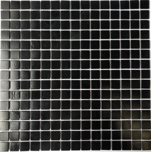 Мозаика Pixel mosaic PIX 119 из стекла 31.6x31.6 черная матовая под камень, чип 20x20 мм квадратный