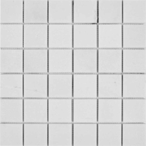 Мозаика Pixel mosaic PIX296 из мрамора Thassos 30.5x30.5 белая полированная под камень, чип 48x48 мм квадратный