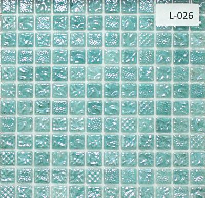 Мозаика Gidrostroy Glass Mosaic L-026 31.7x31.7 стеклянная бирюзовая глянцевая, чип 25x25 квадратный