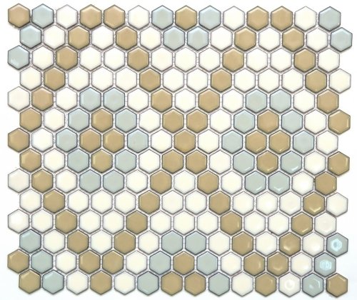 Мозаика NSmosaic PORCELAIN PS2326-42 керамика 306х350 бежевая / голубая / белая глянцевая узор