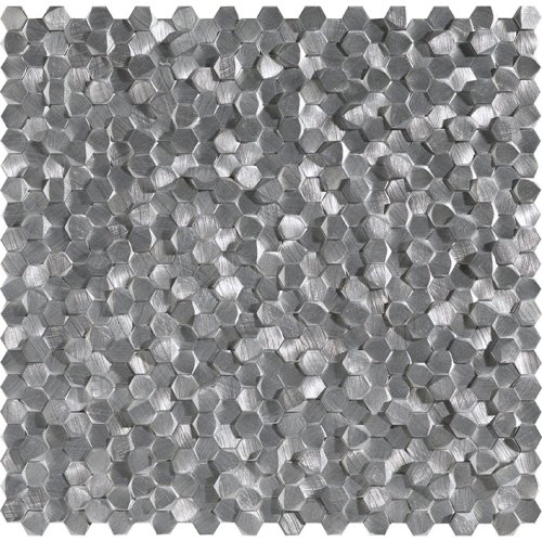 Мозаика Marble Mosaic Mosaic Aluminium 8X14 Gravity Aluminium 3D Hexagon Metal 29.6x30.5 серая глянцевая рельефная под металл, чип 8x14 гексагон