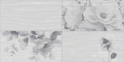 Настенная плитка Axima 44600 Эдельвейс 250x500 серый глянцевый декофон цветы