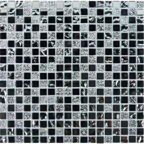 Мозаика Pixel mosaic PIX711 из зеркала 30x30 серая / черная глянцевая под камень / оттенки цвета, чип 15x15 мм квадратный