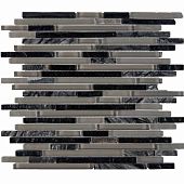 Мозаика Pixel mosaic PIX 727 из мрамора и стекла 28.6x30 серая / черная матовая / глянцевая под камень / оттенки цвета, чип 10x48/98/148 мм прямоугольный