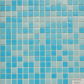 Мозаика Rose Mosaic A11+A12+A13 Tropical Sun 1 32.7x32.7 микс голубая глянцевая, чип 20x20 квадратный