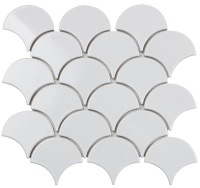 Мозаика Orro mosaic WHITE SCALES 25.9x27.3 белая полированная, чип фигурный