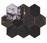 Настенная плитка WOW 122087 Zellige Hexa Graphite 10.8x12.4 черная глянцевая под камень