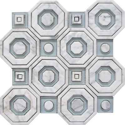 Skalini Shape Ravenna Waterjet Carrara, Стекло белый, поверхность полированная 28.7x28.7