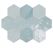 Настенная плитка WOW 122081 Zellige Hexa Aqua 10.8x12.4 голубая глянцевая под камень