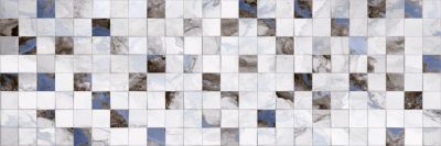 Настенная плитка Primavera DG05-01 Tiziana Aqua Decor 01 glossy 30x90 серая / синяя глянцевая / рельефная под мрамор / мозаику