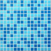 Мозаика ROSE MOSAIC Angel Blu (A12, A14) (размер чипа 20x20 мм) 32.7x32.7 голубая глянцевая авантюрин