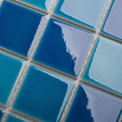 Мозаика Star Mosaic LWWB84555 / С0004132 Crackle Blue Mixed Glossy 30.6x30.6 синяя глянцевая под кракелюр, чип 48x48 мм квадратный