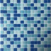 Мозаика Pixel mosaic PIX 105 из стекла 31.6x31.6 синяя / голубая матовая под камень / оттенки цвета, чип 20x20 мм квадратный