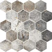 Мозаика Star Mosaic С0003571 Hexagon VLgP 30.5x30.5 серая полированная под мрамор, чип 64x74 мм гексагон